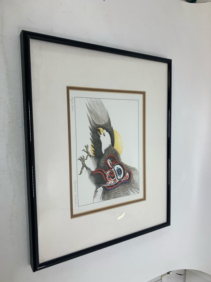 MICHAEL DUNCAN "HIGH DIVE" FRAMED LITHOGRAPH SIGNED BY ARTIST EAGLE FLYING.