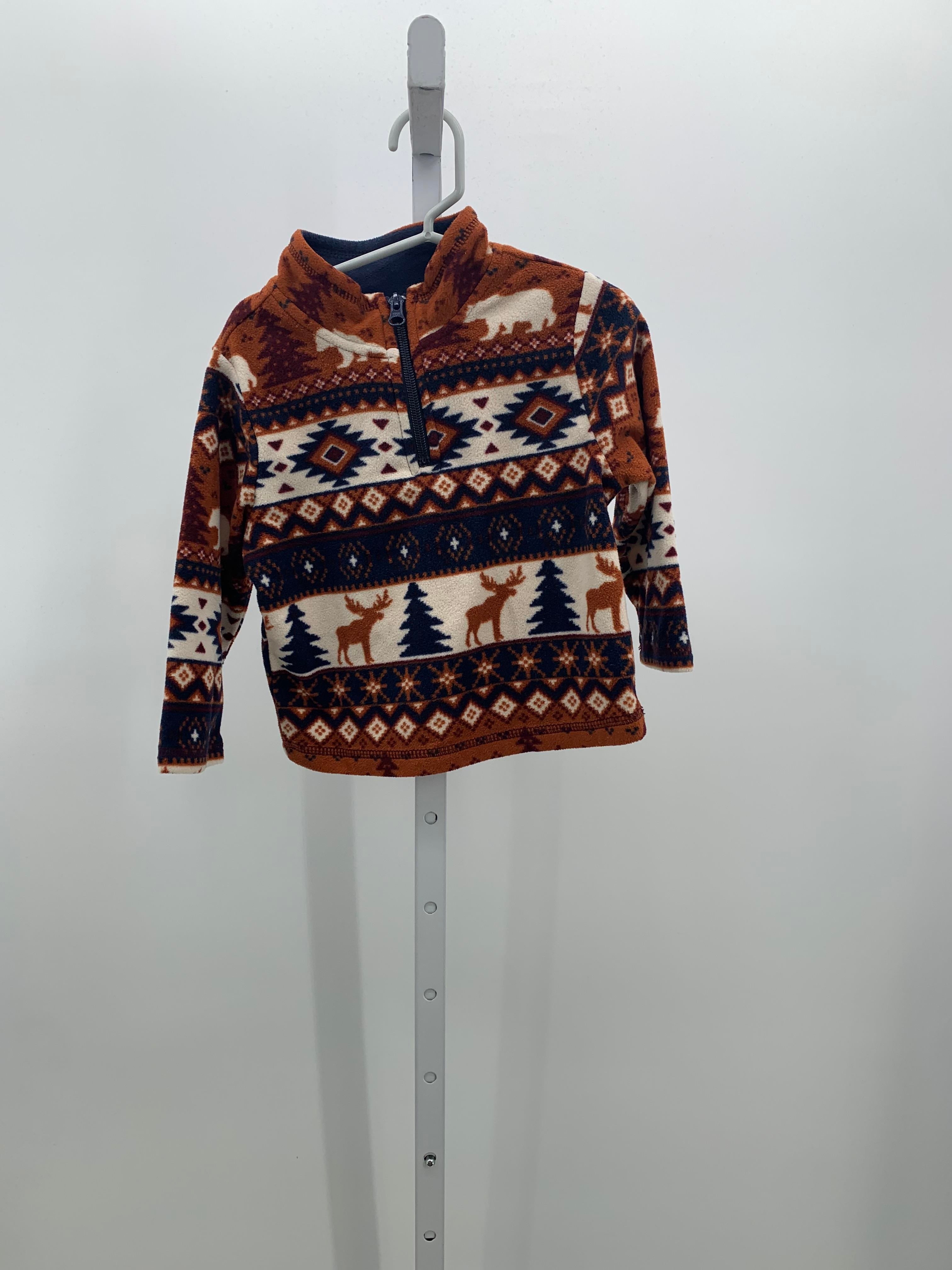RUST/ NAVY QUARTER ZIP FLEECE PULLOVER