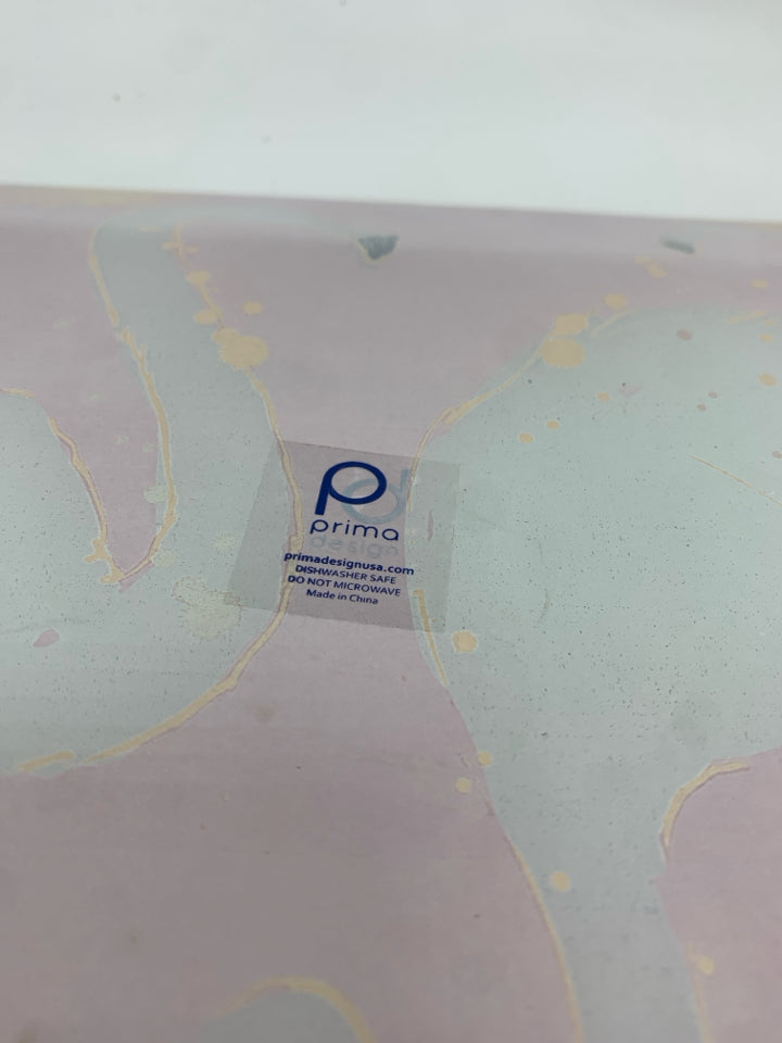 GLASS FLAMINGO PRINTED CENTERPIECE TRAY.