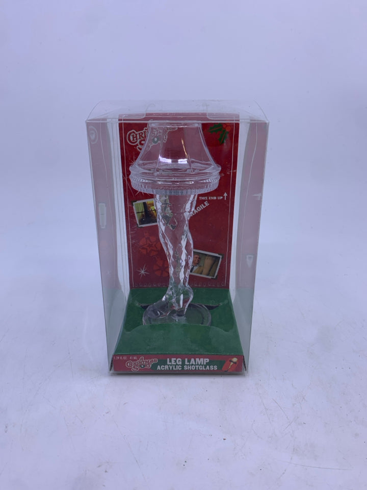 NIB LEG LAMP ACRYLIC SHOT GLASS.