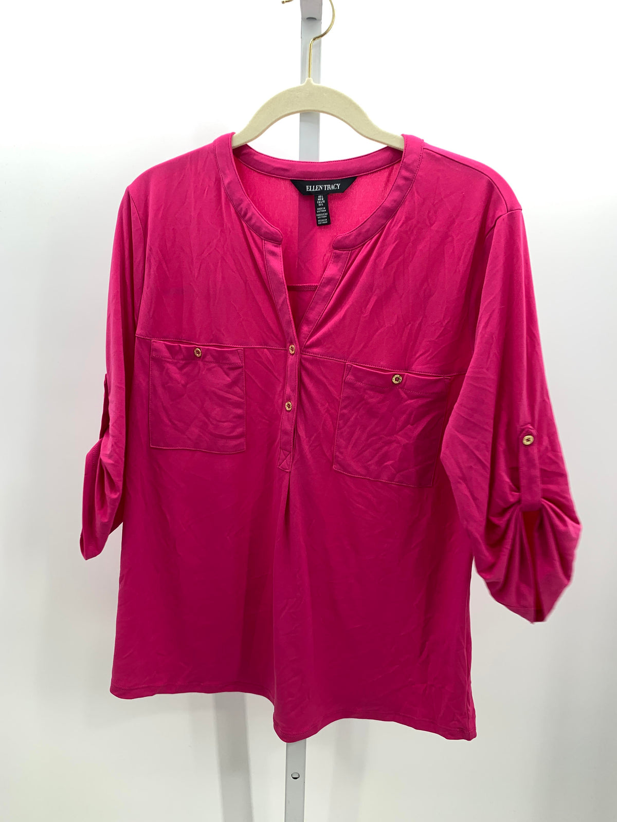 Ellen Tracy Size Large Misses 3/4 Sleeve Shirt
