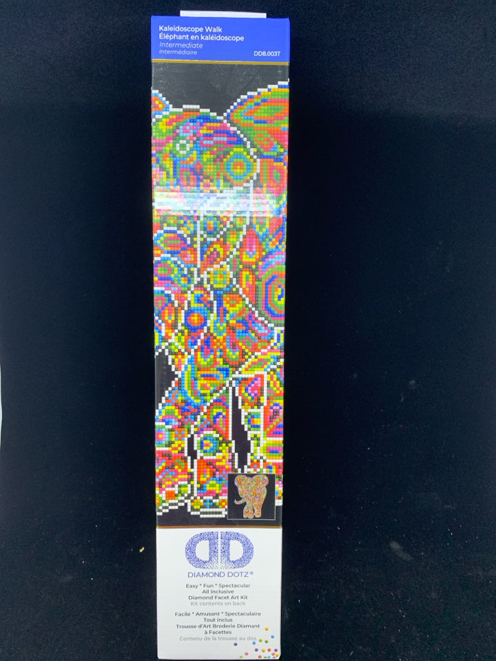 NIB KALEIDOSCOPE WALK ELEPHANT DIAMOND ART DIAMOND DOTZ.