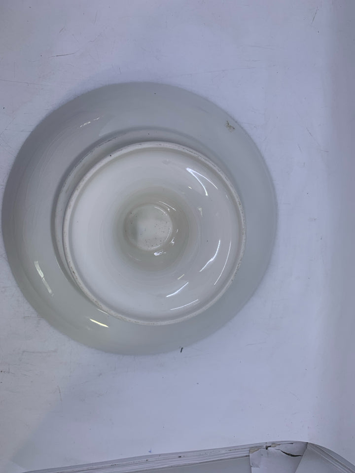 FOOTED CERAMIC BOWL W/ PRINTED PEACHES.