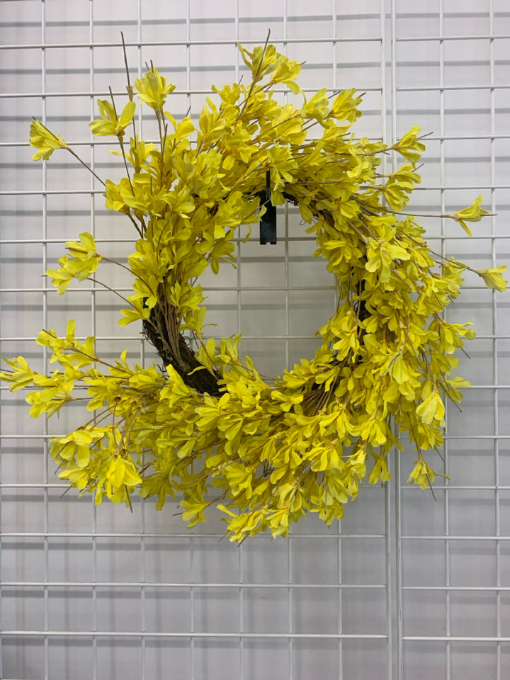FAUX FORSYNTHIA WREATH.