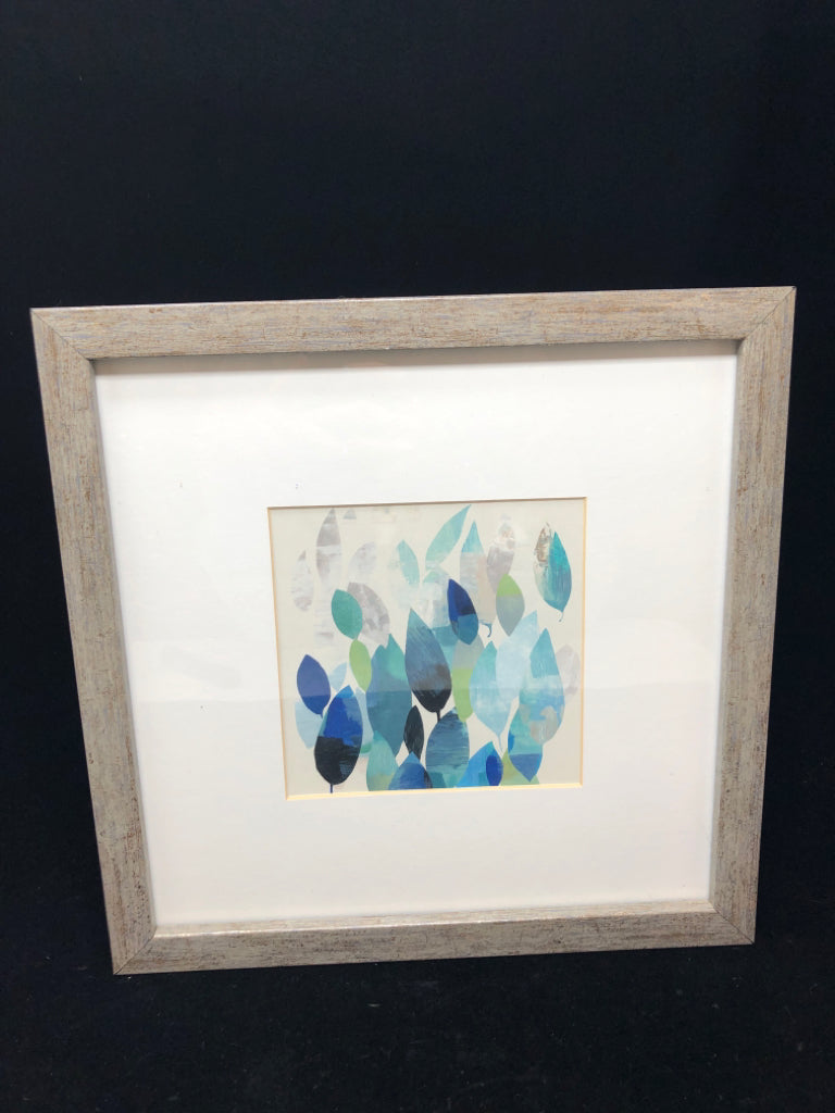FRAMED BLUE LEAVES PRINT.