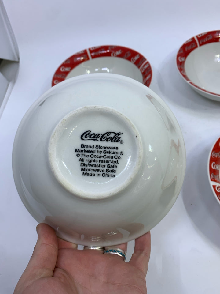 4 COCA-COLA EDGE THEMED CEREAL BOWLS.