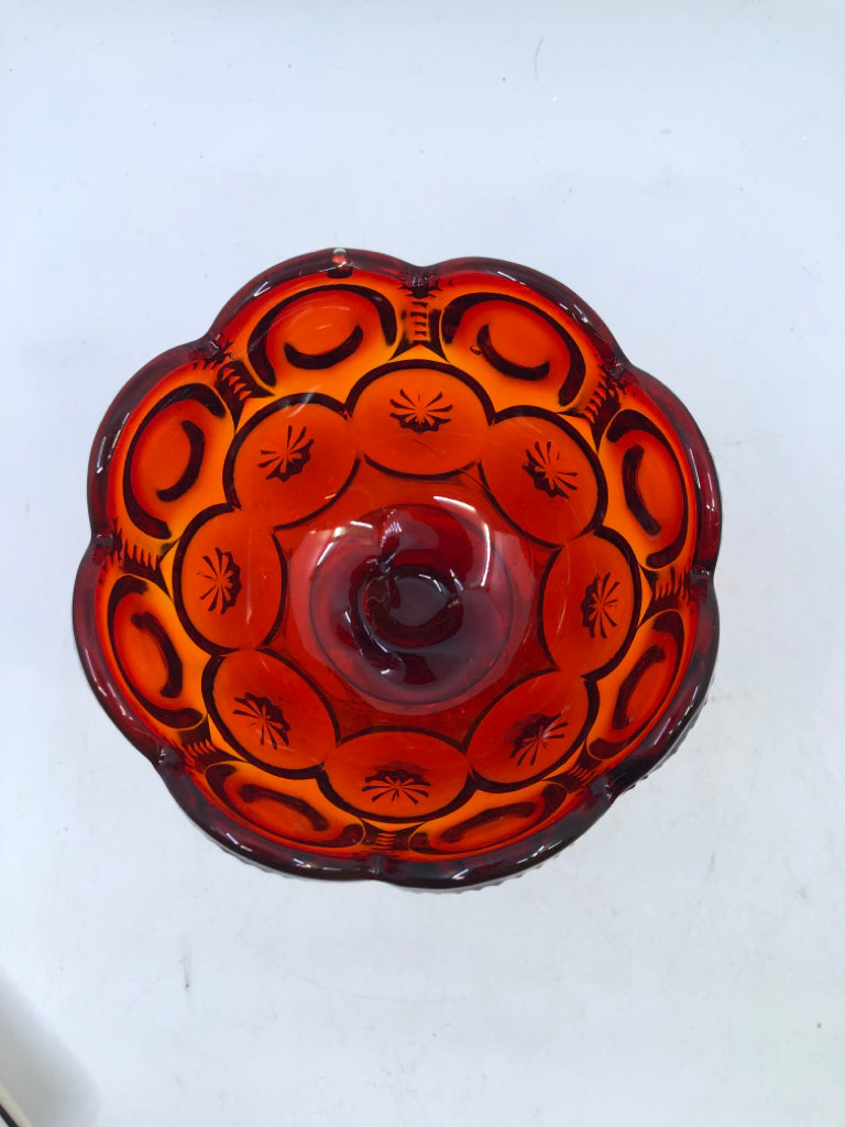 VTG RED ORANGE OMBRE CANDY DISH.