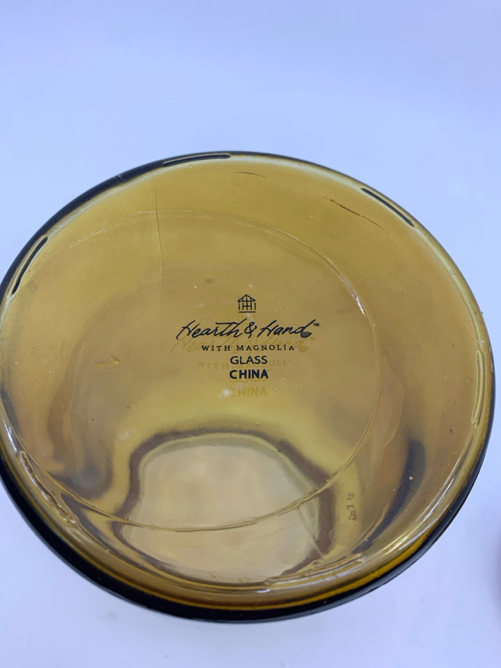 BROWN GLASS CANISTER W LID.