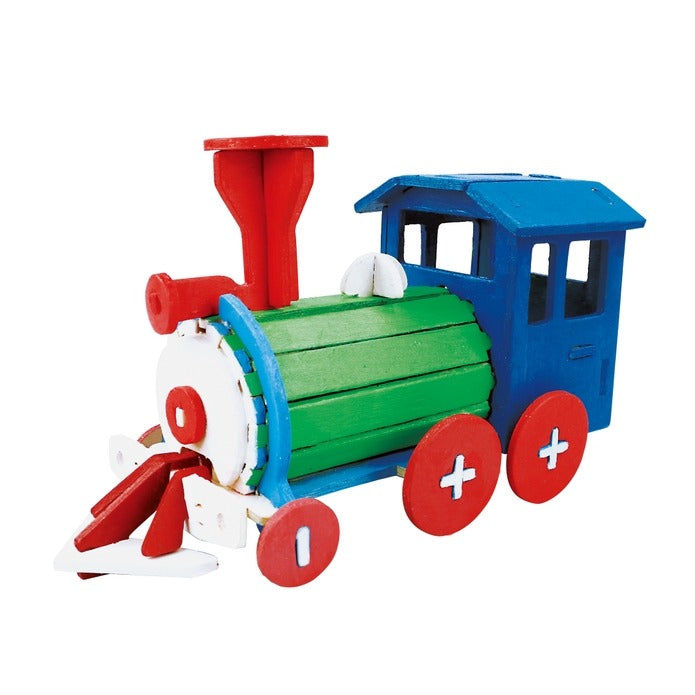 3D Wooden Puzzle With Paint: Locomotive. 45 Pieces