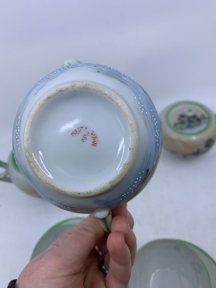 VTG 7 PC SVC 2 GREEN/WHITE ASIAN STYLE.