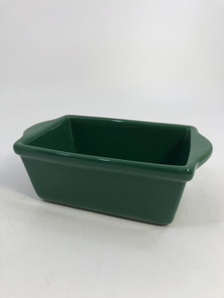 JADE GLAZED STONEWARE LOAF PAN.