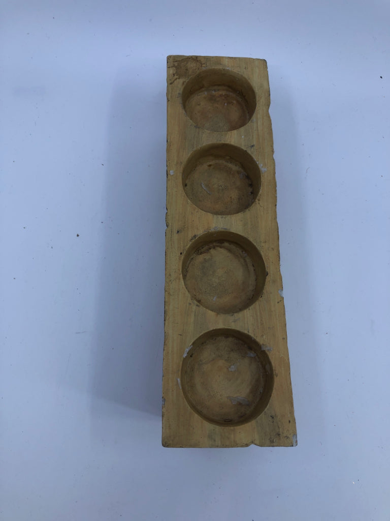 DECORATIVE WOOD CANDLE HOLDER.