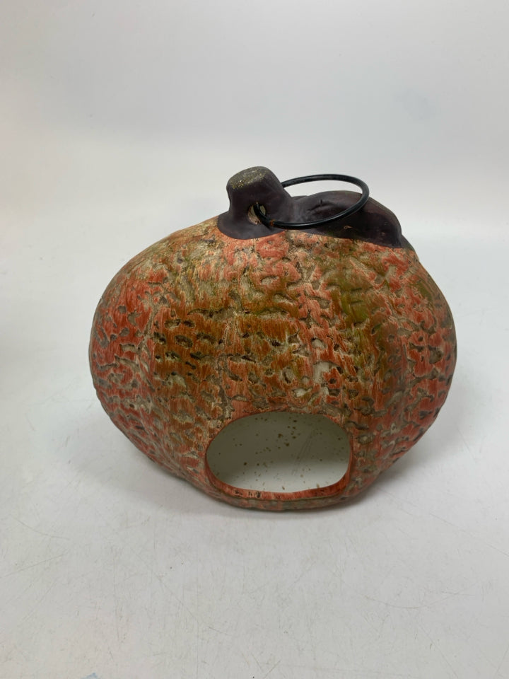 CERAMIC JACKO LANTERN RUSTIC CANDLE HOLDER LANTERN.