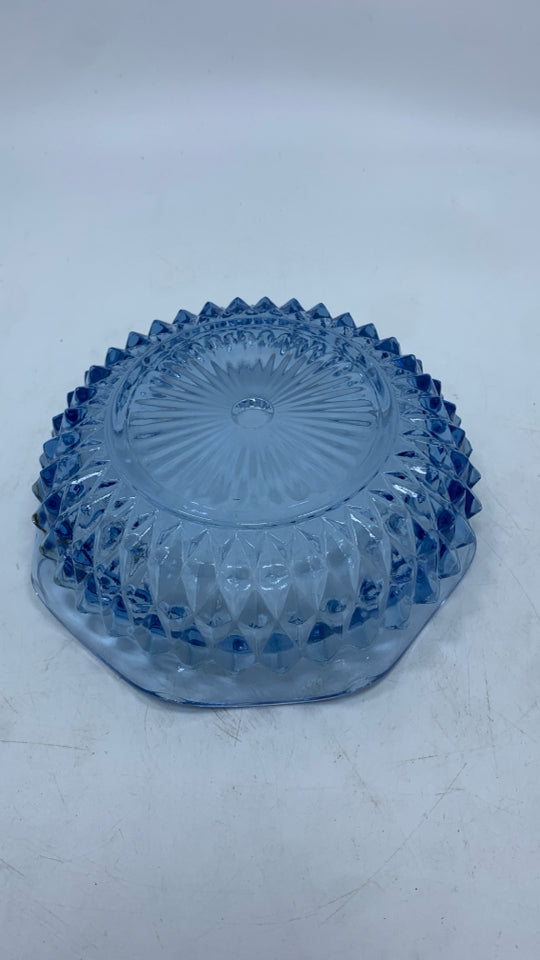 LIGHT BLUE GLASS HOBNAIL DIP DISH.