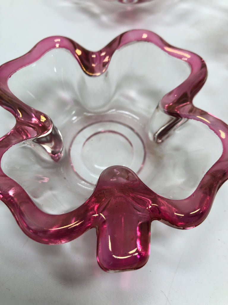 5PC PINK SHAMROCK BOWLS.