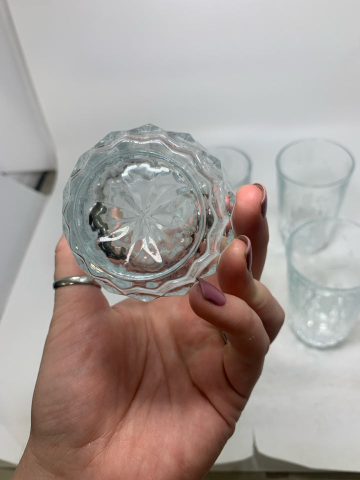 6 LEAD CRYSTAL HEAVY BOTTOM TUMBLERS W/ FLORAL ETCHING.