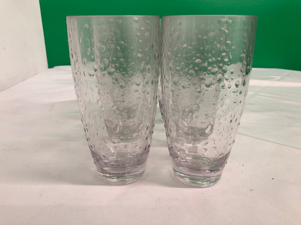 6 TALL PLASTIC BUBBLE GLASSES.