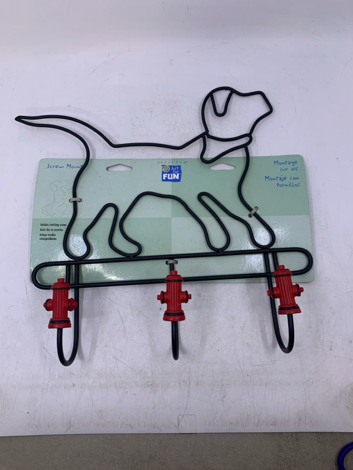NEW METAL DOG SHAPED W/ 3 FIRE HYDRATE HOOKS.