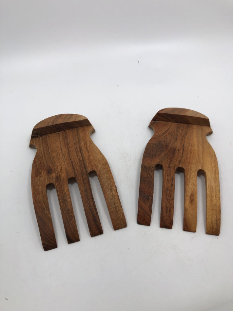 2 WOODEN SALAD FORKS.