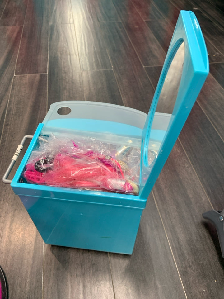 American Girl Doll Blue Hair Caddy & Chair Set