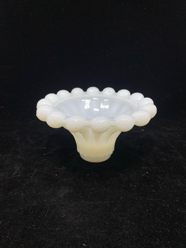 VTG BUBBLE MILK GLASS CANDLESTICK HOLDER.