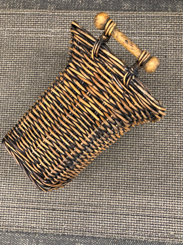 DARK WOVEN UMBRELLA HOLDER BASKET-W 2 HANDLES.