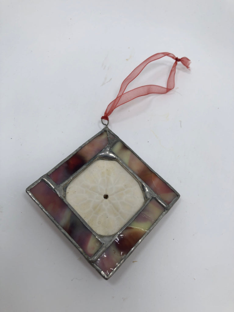 SAND DOLLAR STAINED GLASS HANGING MOSAIC.