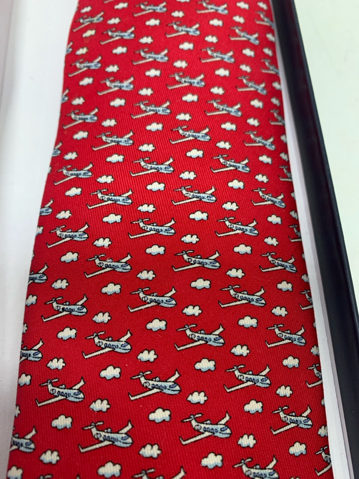 Vineyard Vines Airplanes Pattern Neck Tie- New In Gift Box