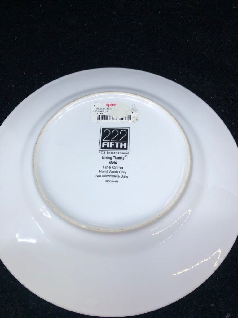 WHITE GOLD RIM "GIVE THANKS" CANDY DISH.