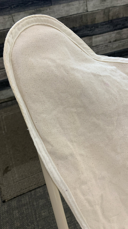 CREAM BUTTERFLY CANVAS CHAIR.