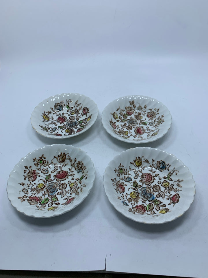 VTG 4 STAFFORDSHIRE BOUQUET PATTERN BERRY BOWLS.