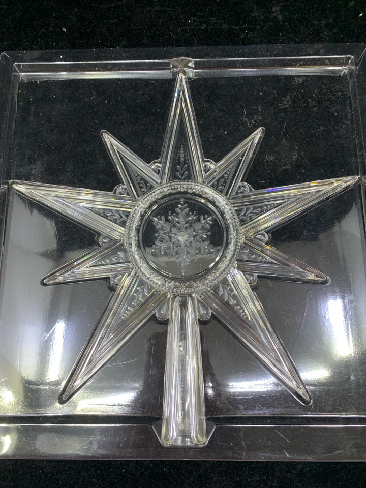 CLEAR PLASTIC STAR TREE TOPPER.