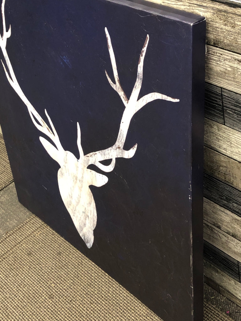 NAVY BLUE DEER SILHOUETTE CANVAS.