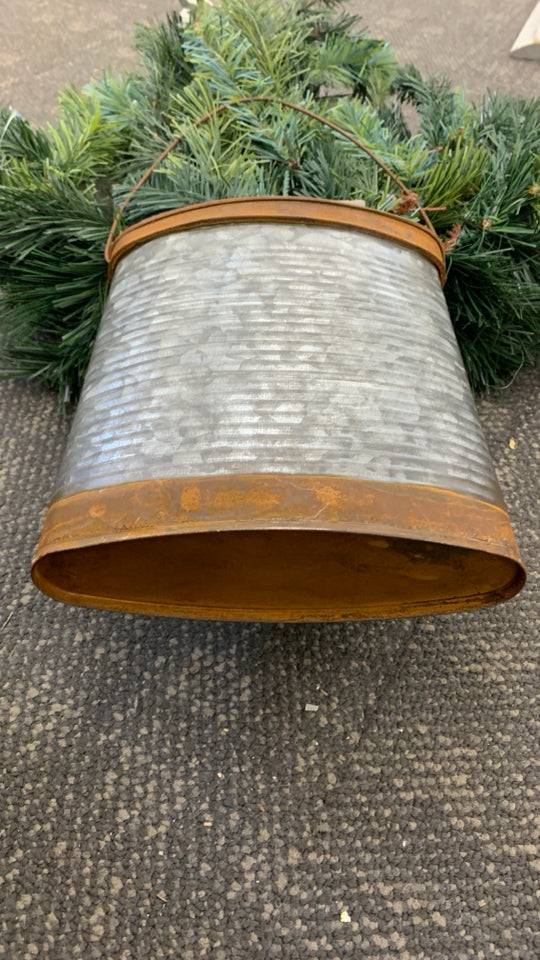 FAUX CANDLE GREENERY IN RUSTIC TIN.