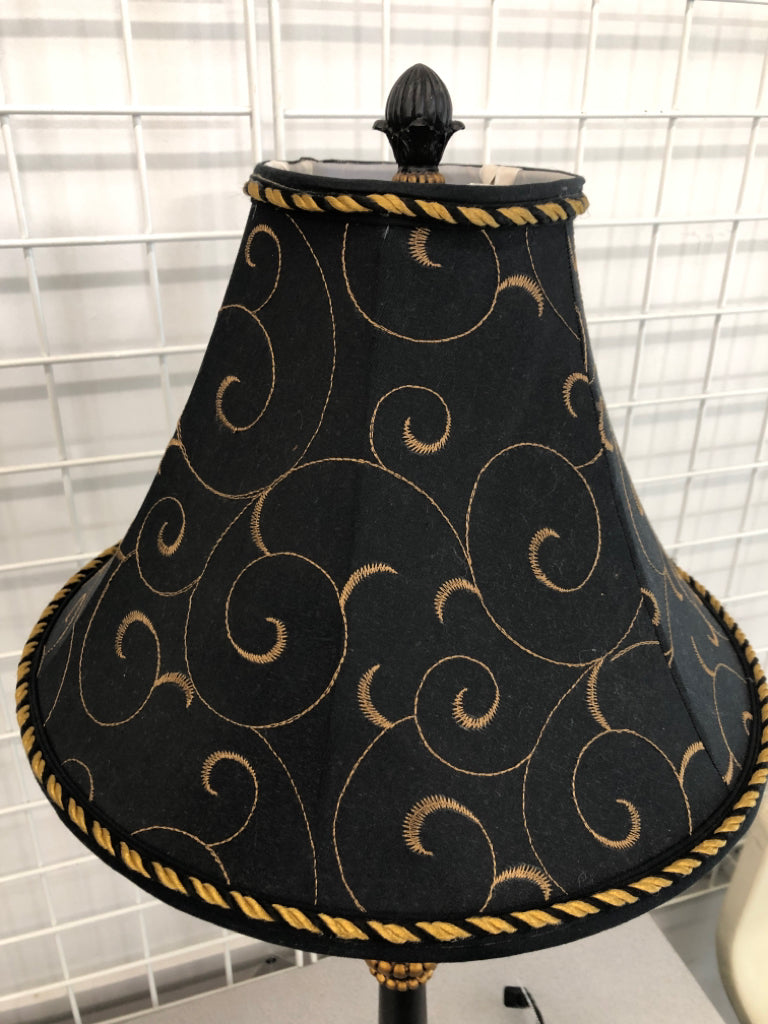 BLACK LAMP W/GOLD STITCH.