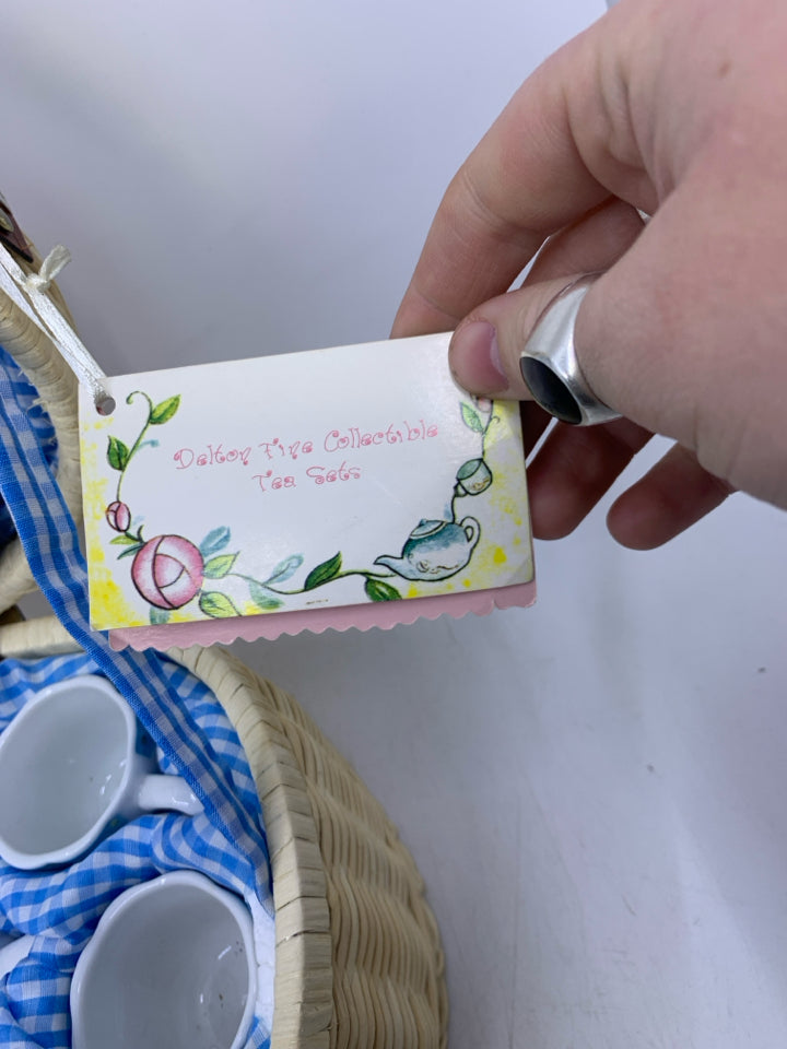 MINI DRAGONFLY TEA SET IN BLONDE BASKET CASE.