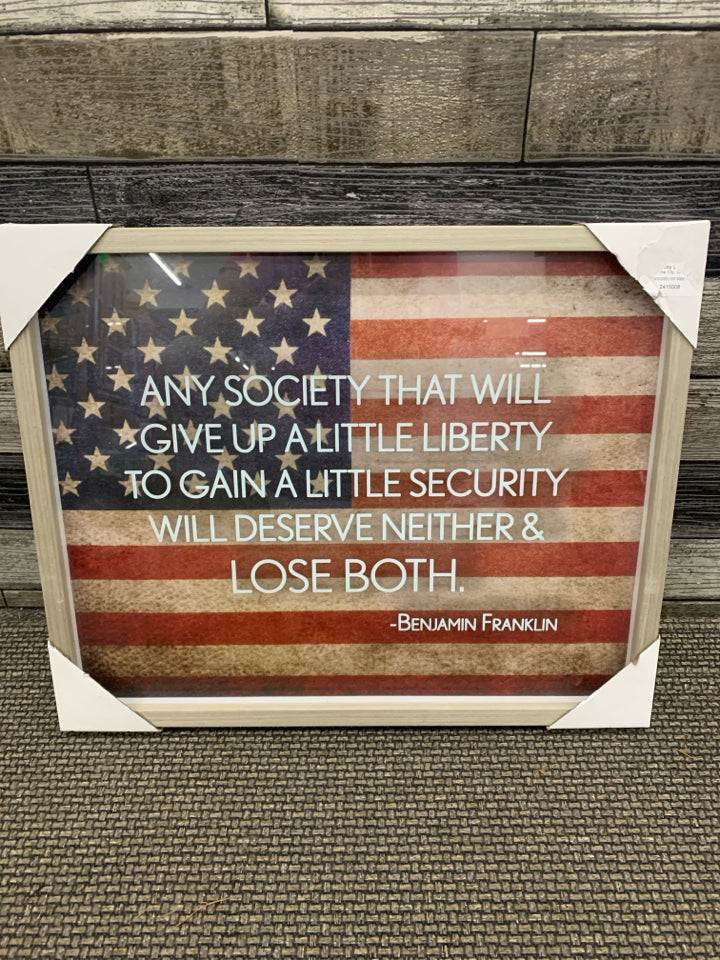 AMERICAN FLAG SHADOWBOX QUOTE WALL DECOR.