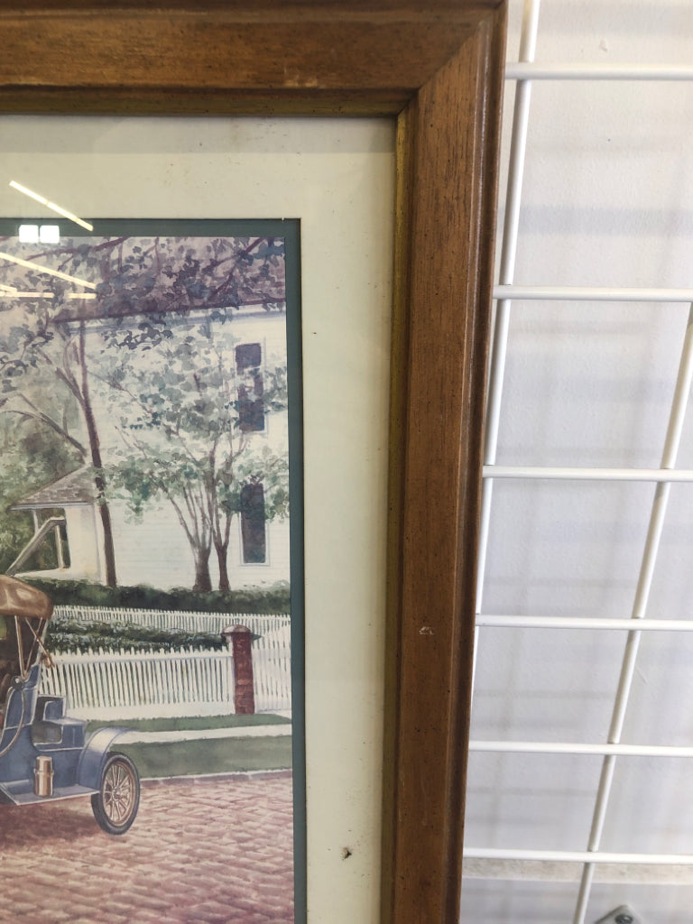 MODEL T PRINT IN WOOD FRAME.