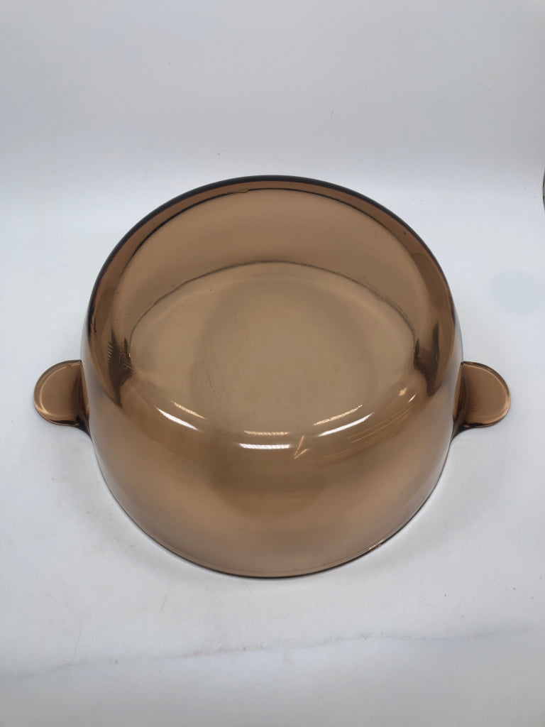 VISION AMBER GLASS CASSEROLE DISH W/LID.