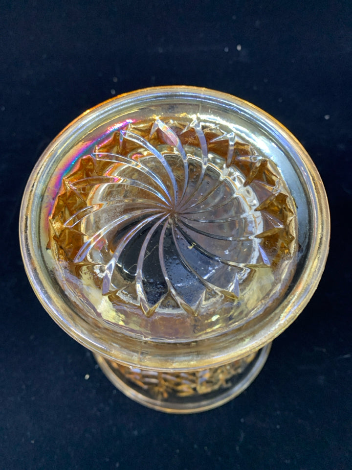 VTG MARIGOLD CARNIVAL GLASS VASE.