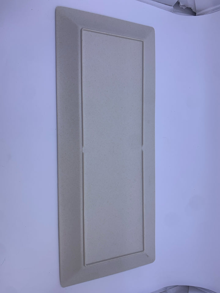 FAUX GREY WOOD RECTANGLE TRAY.
