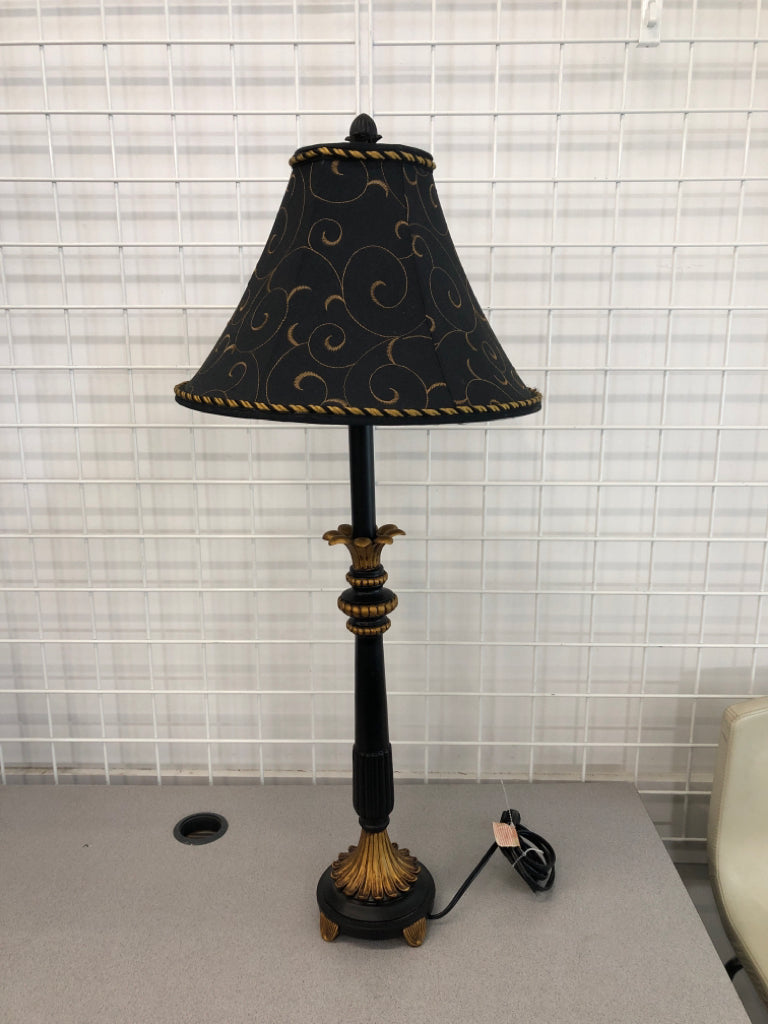 BLACK LAMP W/GOLD STITCH.