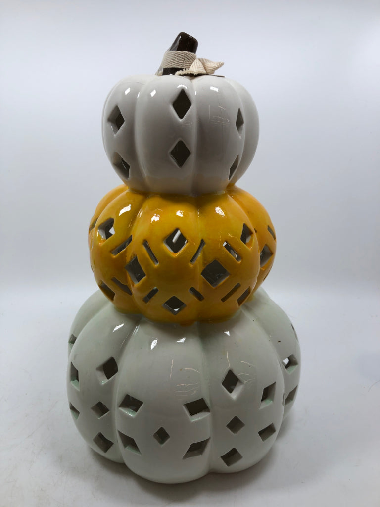 NWT LED CERAMIC STACKED PUMPKINS.