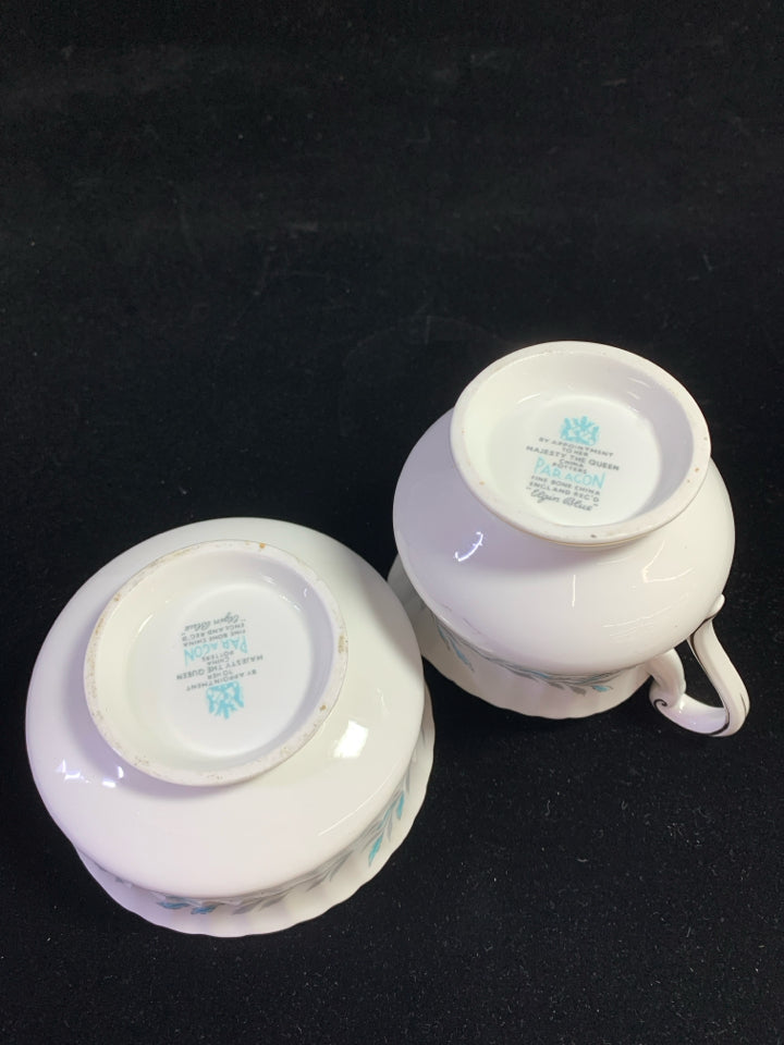 VTG ELGIN BLUE CREAM & SUGAR SET.