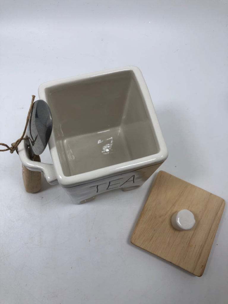 "TEA" CANISTER W/SPOON.
