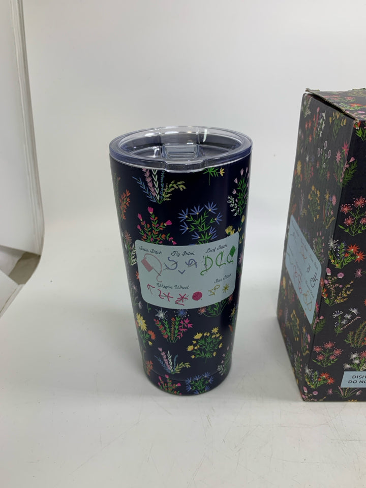 NIB MISSOURI QUILT CO WILDFLOWER TRAVEL TUMBLER.