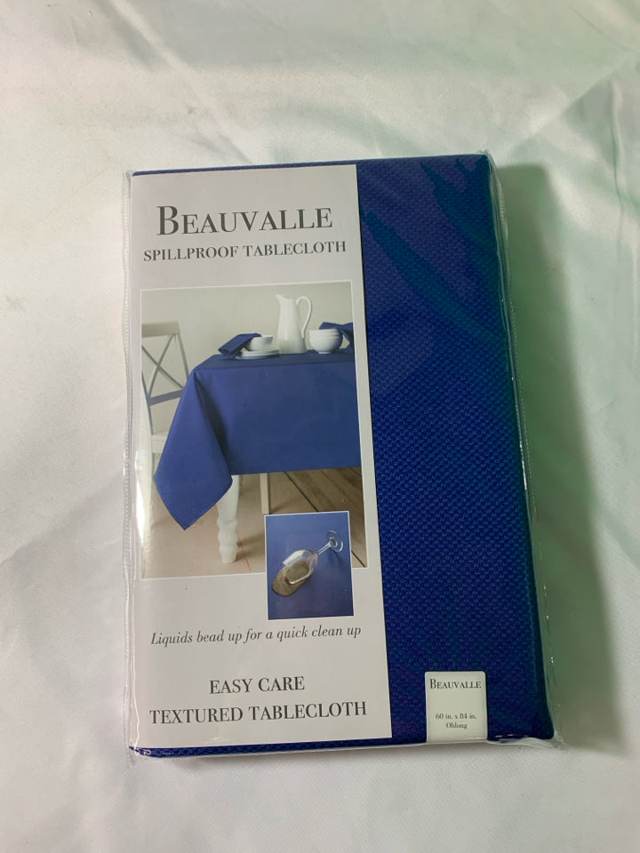 NIP BLUE TABLECLOTH-OBLONG 60" X 84"