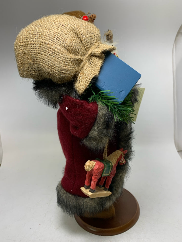 LARGE SANTA LARGE COAT HOLDING SACK/WALKING STICK W/ TAG TINA MITCHEL.