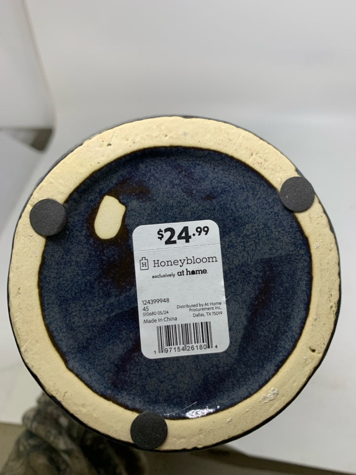 HONEY BLOOM TEXTURED DARK BLUE/PURPLE VASE NO NECK.