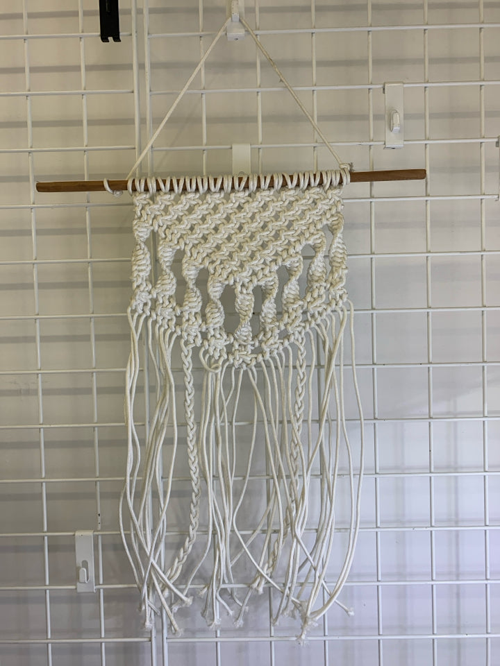 WHITE CROCHET WALL HANGING.